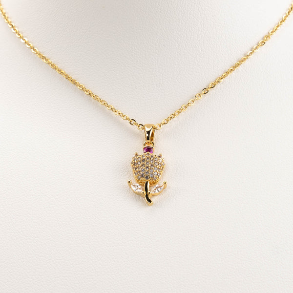 【N-X01】Plated 14k Gold Zircon necklace